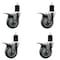 Service Caster 4'' Gray Poly Swivel 1-3/4'' Expanding Stem Caster Set Total Lock Brake, 4PK SCC-EXTTL20S414-PPUB-134-4 - alternate 1